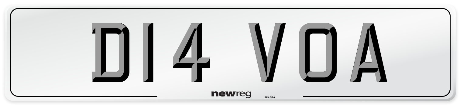 D14 VOA Number Plate from New Reg